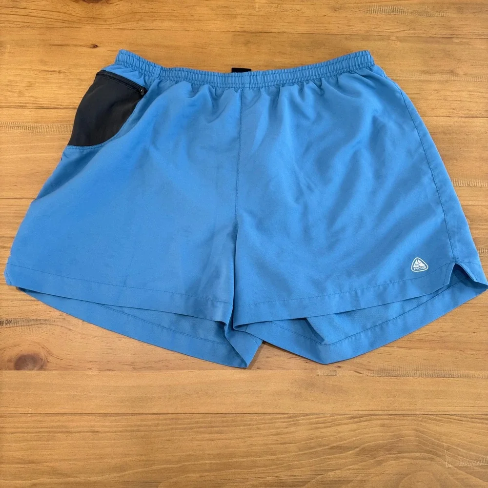 Nike ACG Dri-FIT Shorts Mens XL Blue Mesh‎ Zip Pocket Athletic Hiking 9104